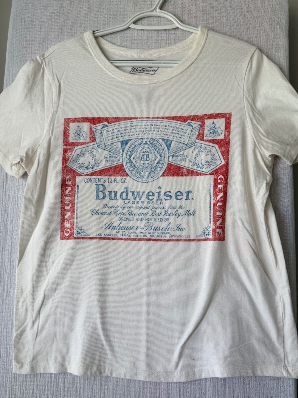 HYBRID APPAREL Lg  BUDWEISER Label Graphic T-shirt Boxy Relaxed Fit Tee